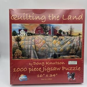 Sunsout 2009 SEALED 1000 Piece Jigsaw Puzzle Farm Scene Quilt Landscape